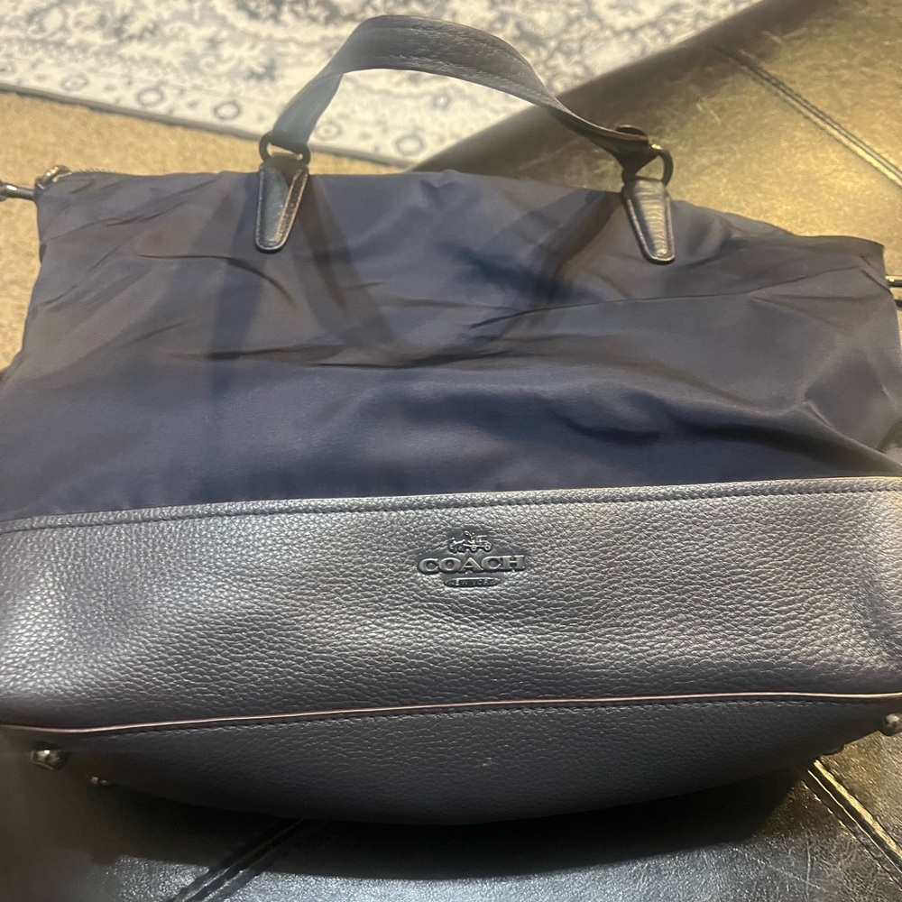 Coach Dark Blue Tote Bag with both cross body and short straps